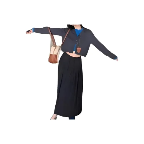 GIUHF Серый и Синий Mock Двухкомпонентный Женский Трикотаж