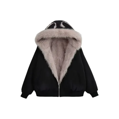 YEARNED Черный хлопковый пуховик Женские пуховики (пуфы)