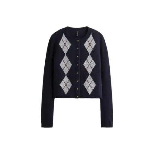 H M Морской Синий Многоцветный Ромб Узор Женский Трикотаж