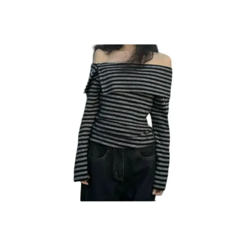 GIUHF Черный Серый Полосы Женский Трикотаж