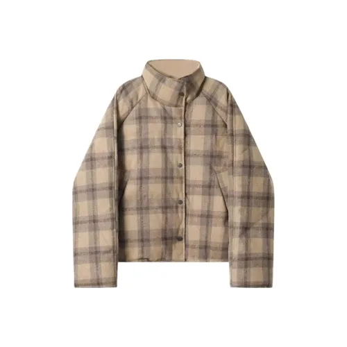 ETSE Клетка Cropped Утолщенный Пуховик Женские Пуховики (Пуфы)