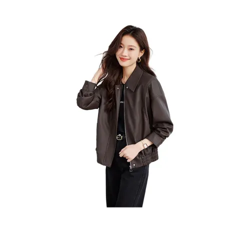 H YXIANG Кожа Куртка Женская