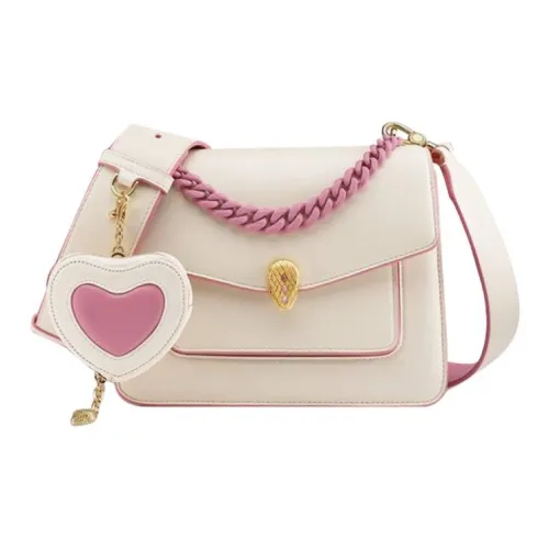 BVLGARI Serpenti Forever Овечья кожа Цепочка Сумка через плечо Маленькая Женская Айвори Белый