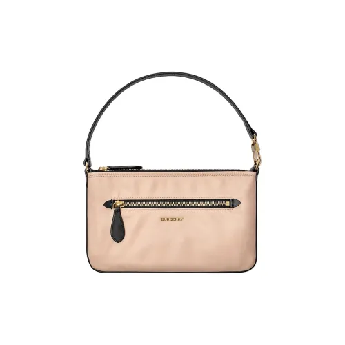 Burberry Nylon Zip Pouch Leather Top Handle Zip Closure Exterior Zip Pocket