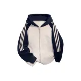 Темно-синий, синий и белый, серый, три полосы, тонкий [стандартный размер]