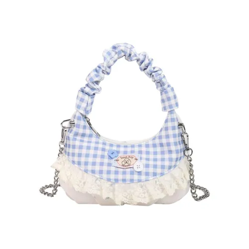 AUNG Велюр Сумка через плечо Стандартный Цветочный Синий Сатин Розовый