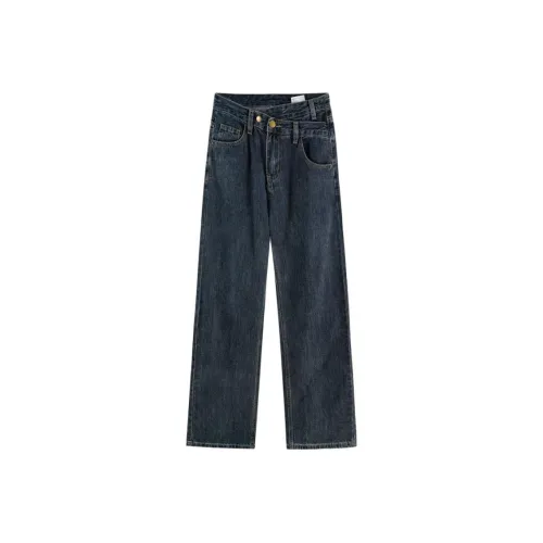 Lan Miao Темно-синий женский джинсы