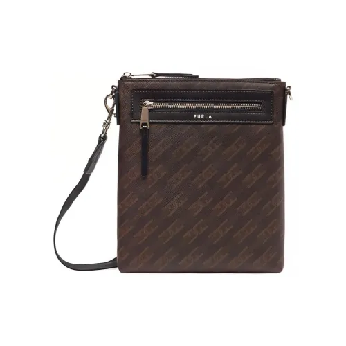Furla Холст Курьерская Сумка Сумка через плечо Мини Мужская Кофейная