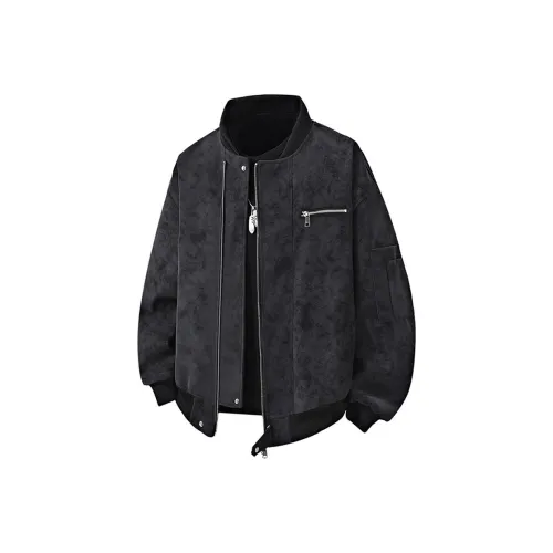 Wooden Rabbit Мужская одежда Deconstruction Tie Dye PU кожа Воротник-стойка Бейсбольная куртка Пальто Casual Sports Мужской