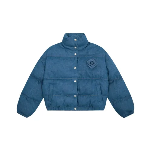 SNZX [Деним Синий] Пуховая Куртка Пальто Женская Пуховик (Пуф)