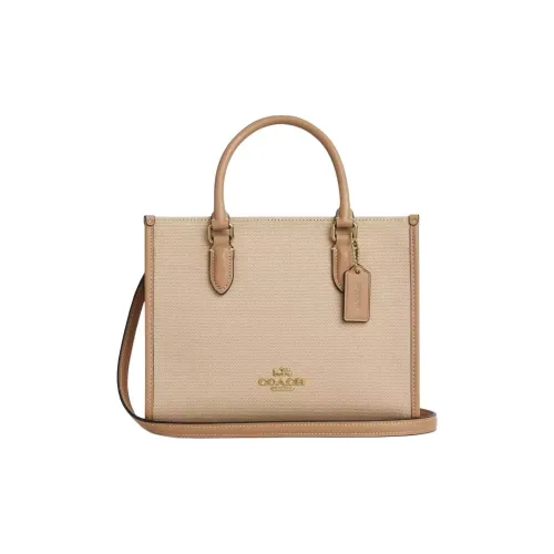 COACH Maggie PVC Тоут Сумка Сумка для покупок Сумка через плечо Сумка Маленькая Женская Темный Естественный