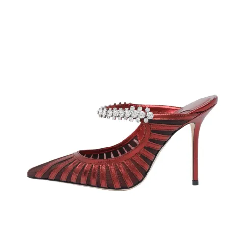 Jimmy Choo Bing Домашние тапочки 10 см Женские Красные