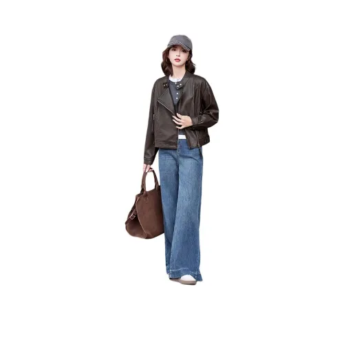 H YXIANG Кожа Куртка Женская