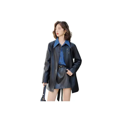 H YXIANG Кожа Куртка Женская