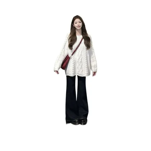 ZVJH Белый Утолщенный Женский Трикотаж