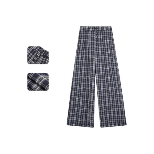RJVO Blue Plaid Pants Women's Casual Pants