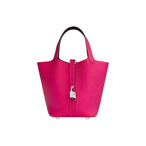 HERMES Picotin Lock Сумка из кожи Taurillon Clemence корзинка-сумка ведрообразная сумка сумка 18 женская малиново-розовый седло-красный