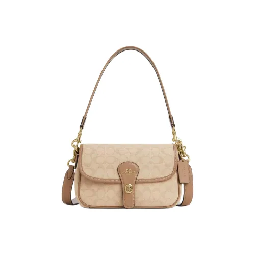 COACH Hadley Ткань Портативная Сумка через плечо Сумка на плечо Женская Темный Естественный