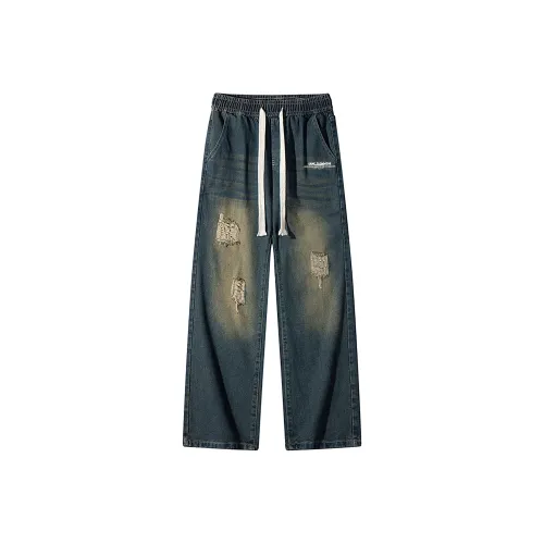 SAME FLOW Ностальгический зеленый унисекс джинсы