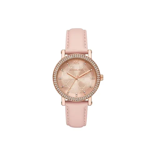MICHAEL KORS Наручные часы Кварцевый механизм Кожаный ремешок 38 мм Розовое золото Циферблат Женские часы