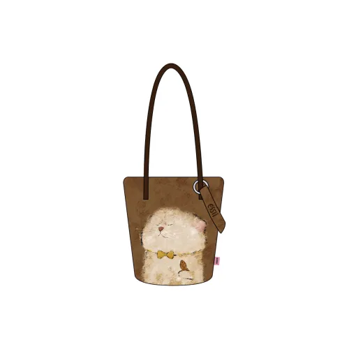 Perfect Styles Diagonal Кукуруза Короткий плюшевый плечевой сумка ведрообразная сумка стандартная женская коричневый