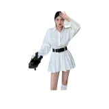 Белое платье с поясом