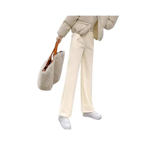 YICHEN Флис с подкладкой Бежевый Абрикос Шнур Двусторонний Женские Повседневные Штаны