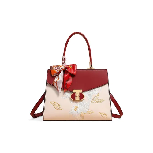 PT'SON Коровья кожа Через плечо Сумка Обычный Women's White Красный