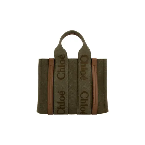Chloe Хлопок Тоут Сумка Сумка для покупок Сумка Маленькая Женская Хаки