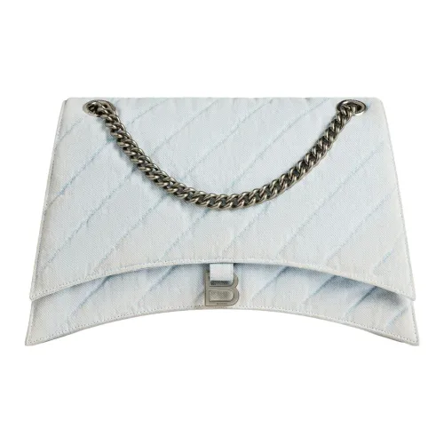 Balenciaga Crush Выстиранный Деним Сумка через плечо Женская Светло-Синяя