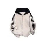 3-полосатый Белый с Серым и Черным, с флисовой подкладкой [Премиум]