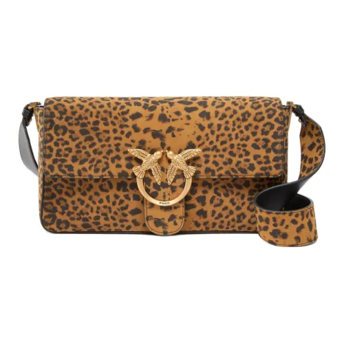 PINKO Love Birds series Сумка через плечо из коровьей кожи и замши Женская Коричневая и Черная