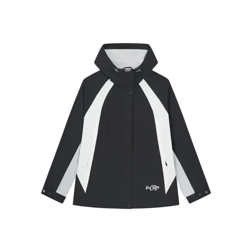 XTEP Глубокий черный Дождь покрытый белый Светлый галечный серый женский тренч