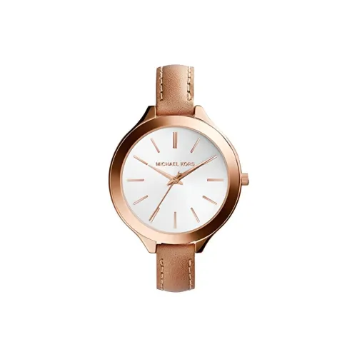 MICHAEL KORS Runway Ultra Thin Collection Кварцевые Женские Наручные Часы Кожаный Ремешок 42 мм Белый Циферблат