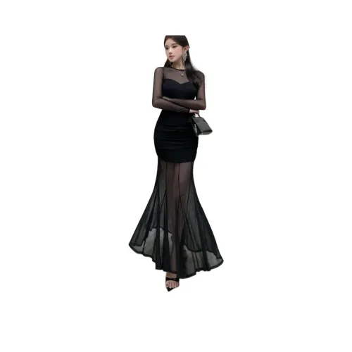 GIUHF Длинное платье с длинными рукавами женское