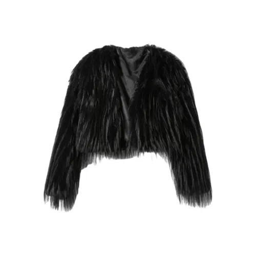 SNZX Черный Кисточка Плюшевый Мех Женские Меховые изделия
