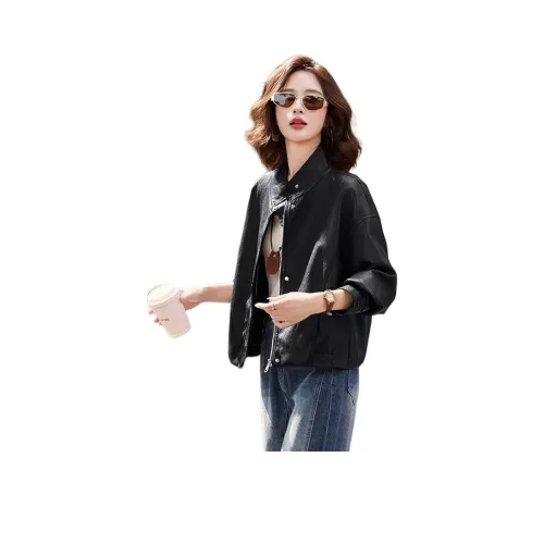 H YXIANG Кожа Куртка Женская