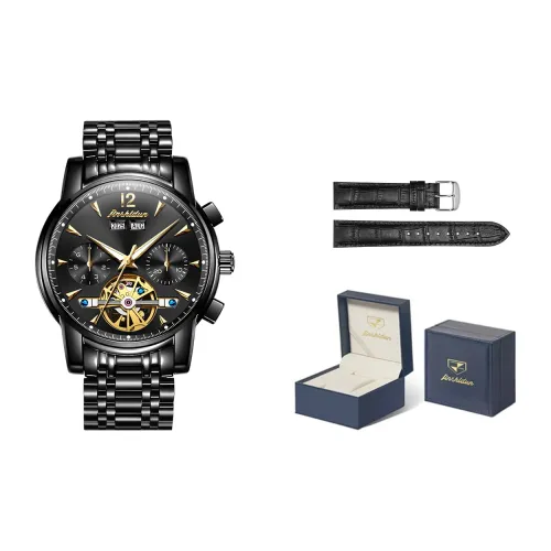 Jin Shi Dun Механический механизм ремешок из нержавеющей стали мужские часы многоцветный циферблат