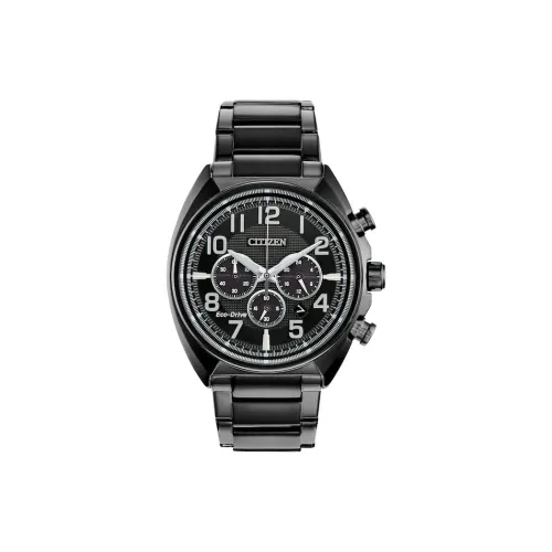 CITIZEN Eco Drive Series Светильник Кварцевый механизм Нержавеющая сталь Ремешок Часы 43 мм Мужские часы Черный циферблат