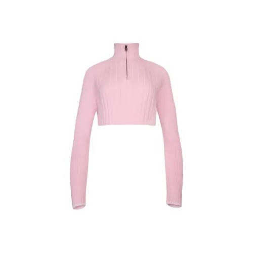 OH POLLY Ткань в рубчик с запахом Quarter Zip Укороченный свитер Crop Top Женские