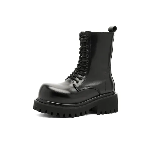 V05 Модные Платформа LEATHER BOOTS Скрытый каблук 10 см Широкая нога Мужские Ботинки Британский стиль Высокие ботинки до колена Мужские