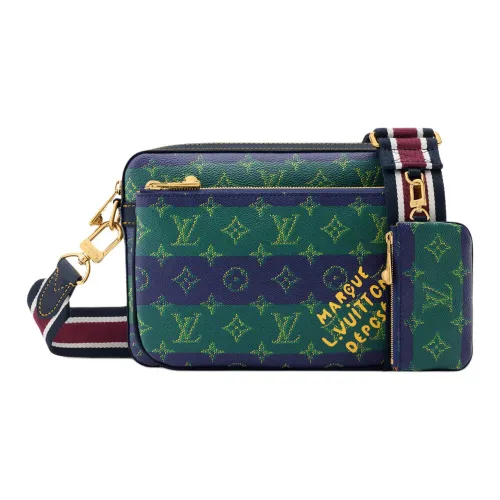 LOUIS VUITTON Trio Messenger Монограмма Heritage Покрытый холст Messenger Сумка Сумка через плечо Сумка на плечо Мужская Зеленая