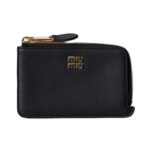 MIU MIU Телячья кожа Держатель для карт Унисекс Черный