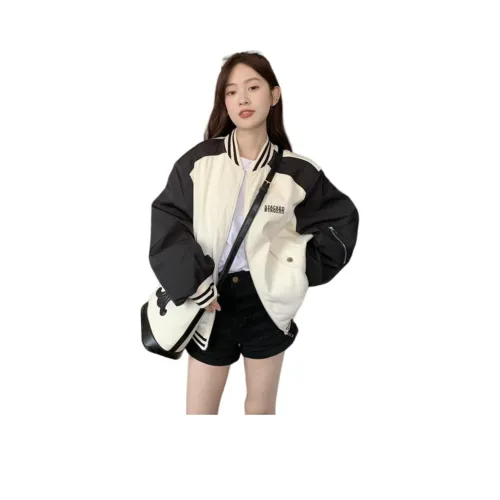 ZVJH Черный Белый Женские Куртки