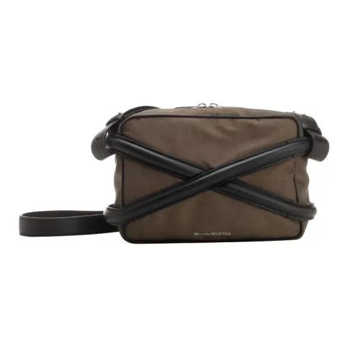 Alexander McQueen Ткань с Телячьей Кожей Camera Сумка Сумка через плечо Сумка Мужская Коричневая
