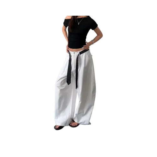 UNA RETA Белый Унисекс Повседневные Штаны