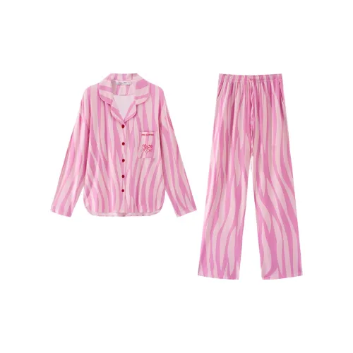 QINZUIMAO Afterglow Pink Women's Pajama Sets