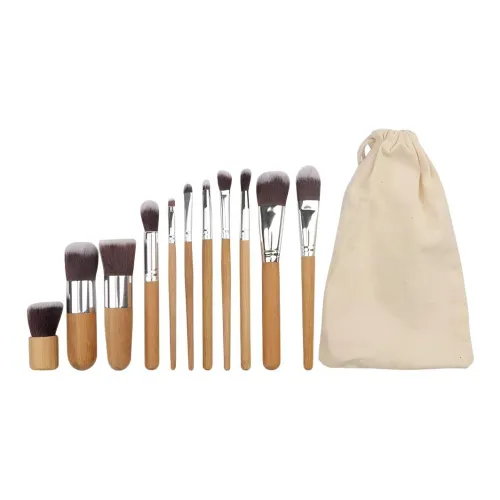 TLXT 11 шт. Бамбуковая ручка Набор кистей для макияжа Одежда Экологичный холщовая сумка Стиль позиционирование Инструменты для красоты