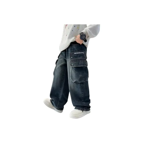 Guldoeleph Синий Серый Школьные Джинсы