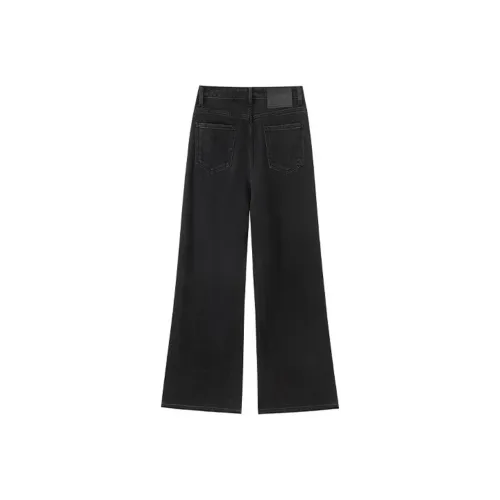 Devanro Угольно-черный ворс женские джинсы